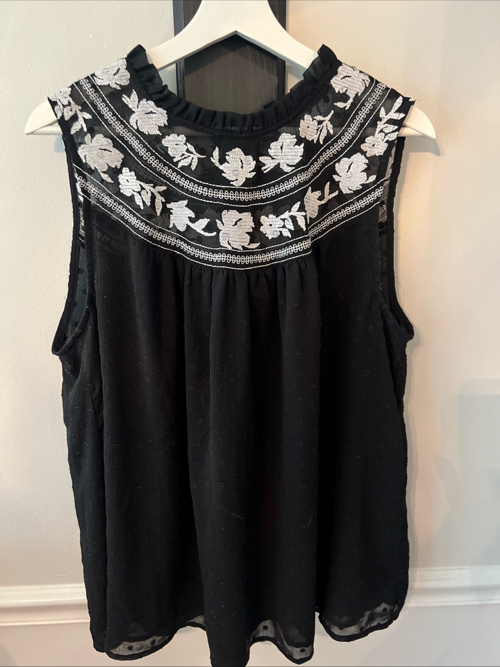 Torrid Black Sleeveless Embroidered Yoke Blouse